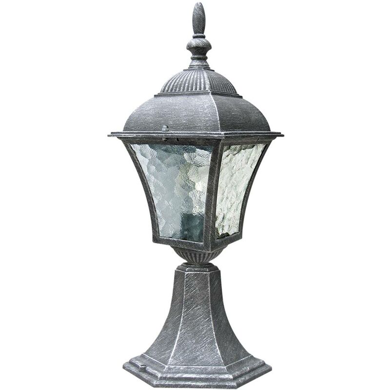 Image of Lampada da terra per esterni Lampada da tavolo Toscana argento vecchio vetro del metallo Ø20,5cm b: 14.5 cm h: 41,5cm IP43