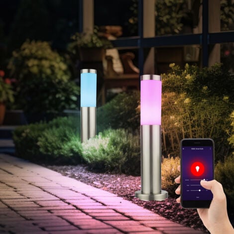 Lampada da terra per esterni lampada da terra lampada da sentiero lampada da terra da giardino, acciaio inossidabile argento, controllo app CCT, Smart RGB LED 8,5W 806Lm, H 45 cm