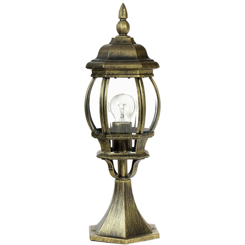 Image of Lampada da terra per esterno design retrò color oro antico 53 cm lampioncino a lanterna da giardino - Oro antico