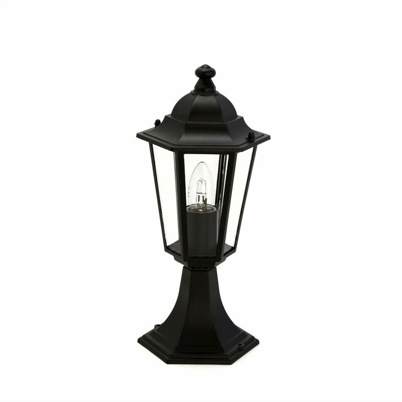 Image of Lampada da terra per esterno Paris design a lanterna nero in stile country IP44 E27 - Nero