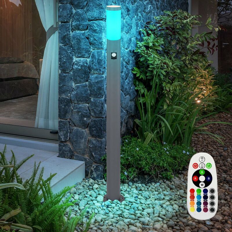 Image of Lampada da terra per esterni telecomando Illuminazione da giardino Rilevatore di movimento Lampada da terra in acciaio inossidabile dimmerabile in un