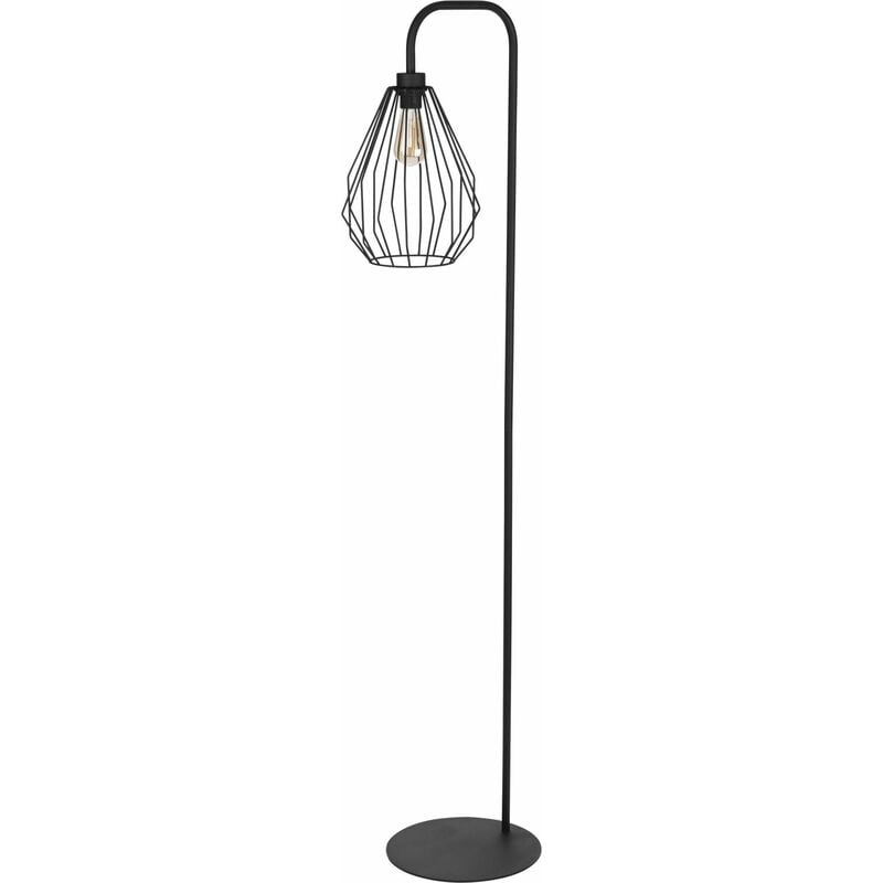 Image of Lampada da terra per interni color nero paralume orientabile dal design geometrico 153 cm per soggiorno - Nero