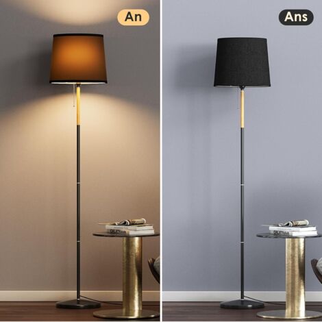 Lampada da terra per soggiorno, attacco E27, max. 60 W, luce naturale soffusa, altezza 170 cm (lampadina non inclusa), nero