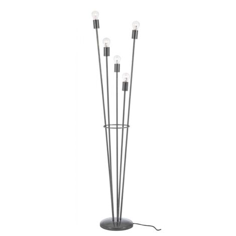 Lampada da Terra Piantana 34x30x155 cm 5 Luci E27 in Acciaio Argento