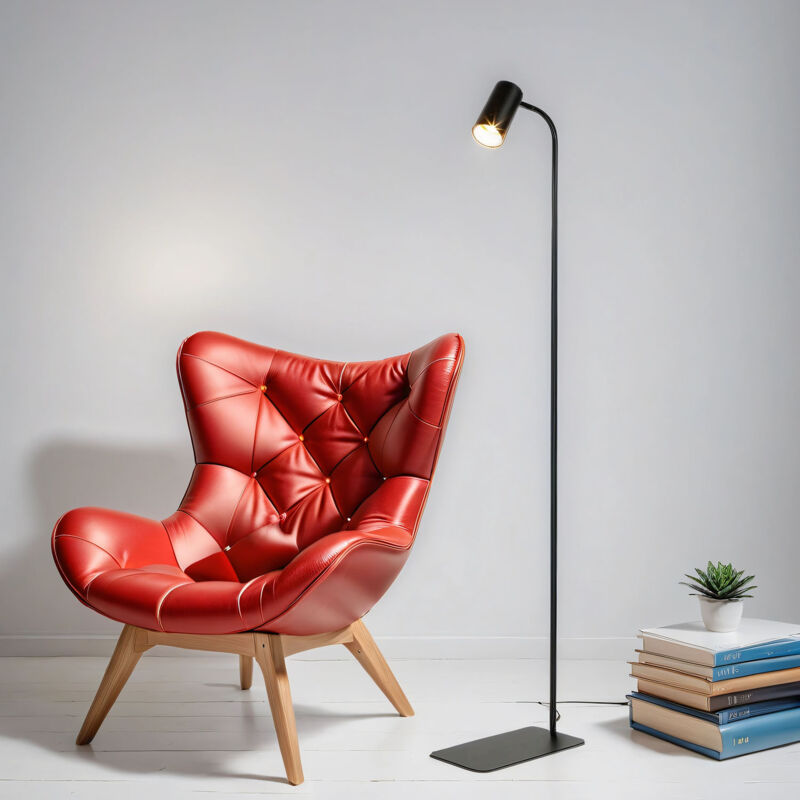 Image of Licht-erlebnisse - Lampada da terra di color nero-oro 124cm Piantana flessibile dal design moderno Lampada da lettura per salotto vicino al divano