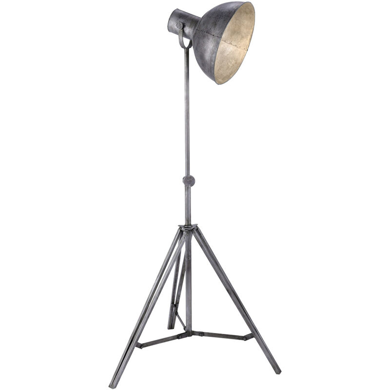 Image of Etc-shop - Lampada da terra regolabile in altezza, lampada da terra faretto retrò grigio argento, faretto mobile, 1x E27, LxPxH 70x70x220 cm