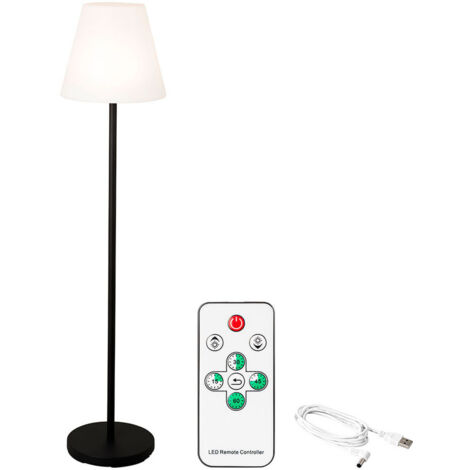 Lampada da terra ricaricabile bianca e nera per interno ed esterno con telecomando 150cm 894459
