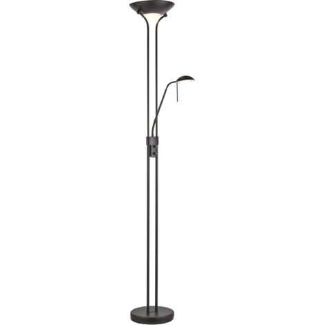 Lampada da terra Rome nera opaca con lettura dimmer Endon