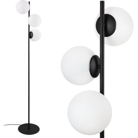 LAMPADA DA TERRA SIENA NERA, 3 PIATTI, PARALUMI BIANCHI