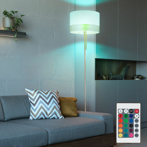 Lampada da terra soggiorno stand lampada in tessuto legno soffitto proiettore DIMMER in un set che include lampadine LED RGB
