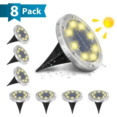 Lampada da terra solare da 8 pezzi con 8 LED, illuminazione decorativa per esterni, ideale per giardini o patii, 3000K