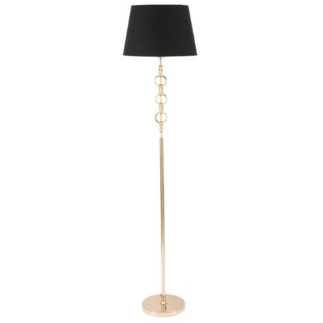 Lampada da terra struttura in metallo color oro e tessuto color nero per interni