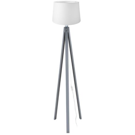 Lampada da terra treppiede grigio con paralume bianco in tessuto DECOGRI3565