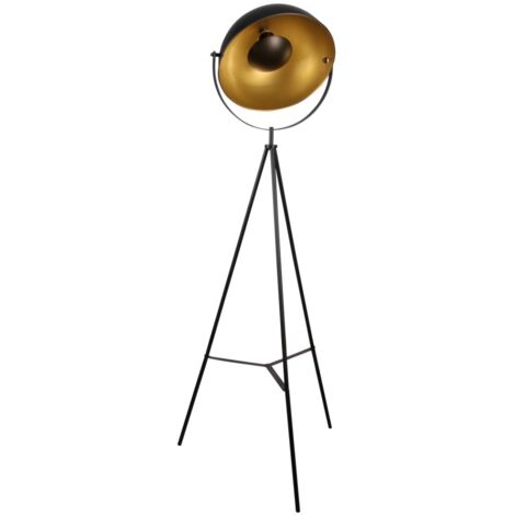 Lampada da terra treppiede nero oro E27 20W Matylda Polux