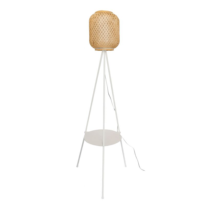 Lampada da terra in bambù con tavolo incorporato 'orson'.