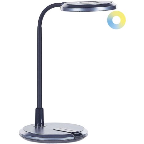 Lampada da ufficio LED nero argento materiale sintetico e braccio regolabile 43 cm Columba