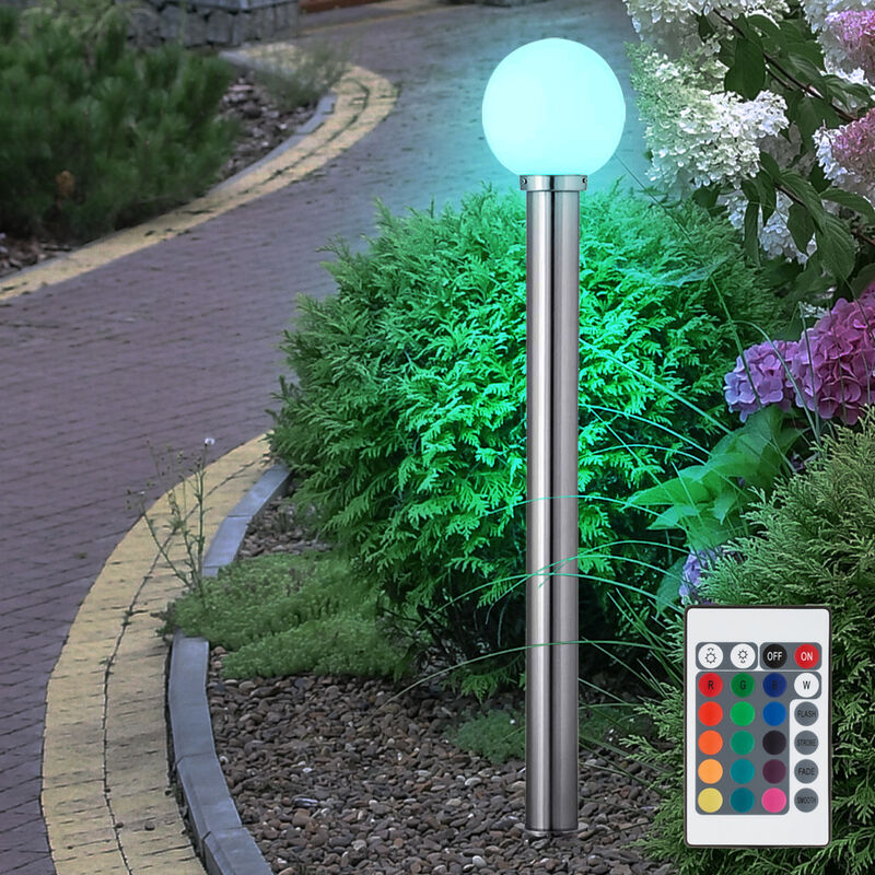 Image of Lampada da vialetto, dimmerabile con telecomando, lampada a sfera da giardino, lampada da terra, lampada da terrazza, appoggio esterno, cambio colore
