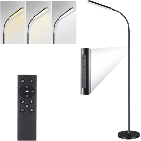 Lâmpada de pé, lâmpada LED de 15 W brilhante para uma sala de controle remota ajustável e brilho com interruptor, luzes de leitura do pescoço de cisne