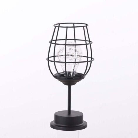 Lampada decorativa a LED in ferro battuto a forma di calice da vino, luce notturna soffusa per uso interno in camera da letto e comodino, lampada piccola ed elegante