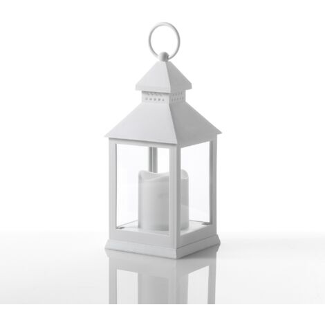 Lampada decorativa in plastica bianca cm. L.10,5 x P.10,5 x H.24