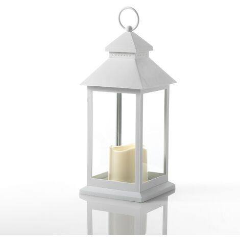 Lampada decorativa in plastica bianca cm. L.13,5 x P.13,5 x H.30,5