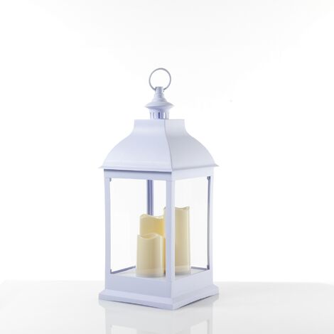 Lampada decorativa in plastica bianca cm. L.23,5 x P.23,5 x H.54