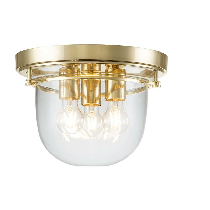 Image of Quoizel - Lampada del bagno Whistling E27 40W IP44 Acciaio, vetro Brass lucido b: 33 cm Ø33 cm Dimmabile