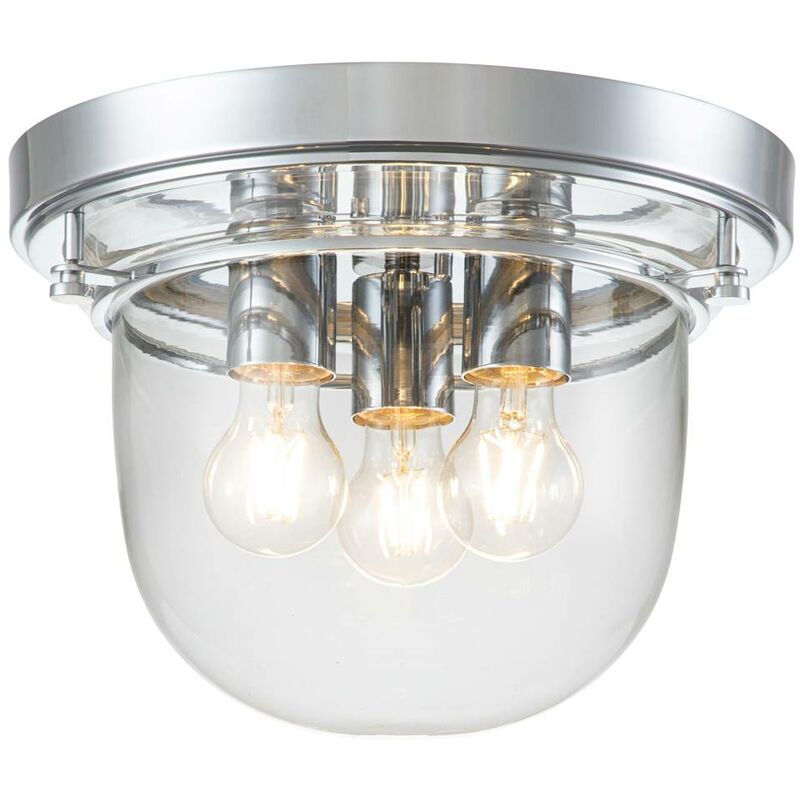 Image of Lampada del bagno Whistling E27 40W IP44 Acciaio, vetro Cromo lucido b: 33 cm Ø33 cm Dimmabile