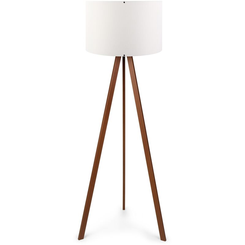 Image of Wellhome - Lampada del piede con 70% mdf / 30% in tessuto in pvc, bianco, Brown, Tanganica Collection, 38x38x140 cm, Casquillo e 27