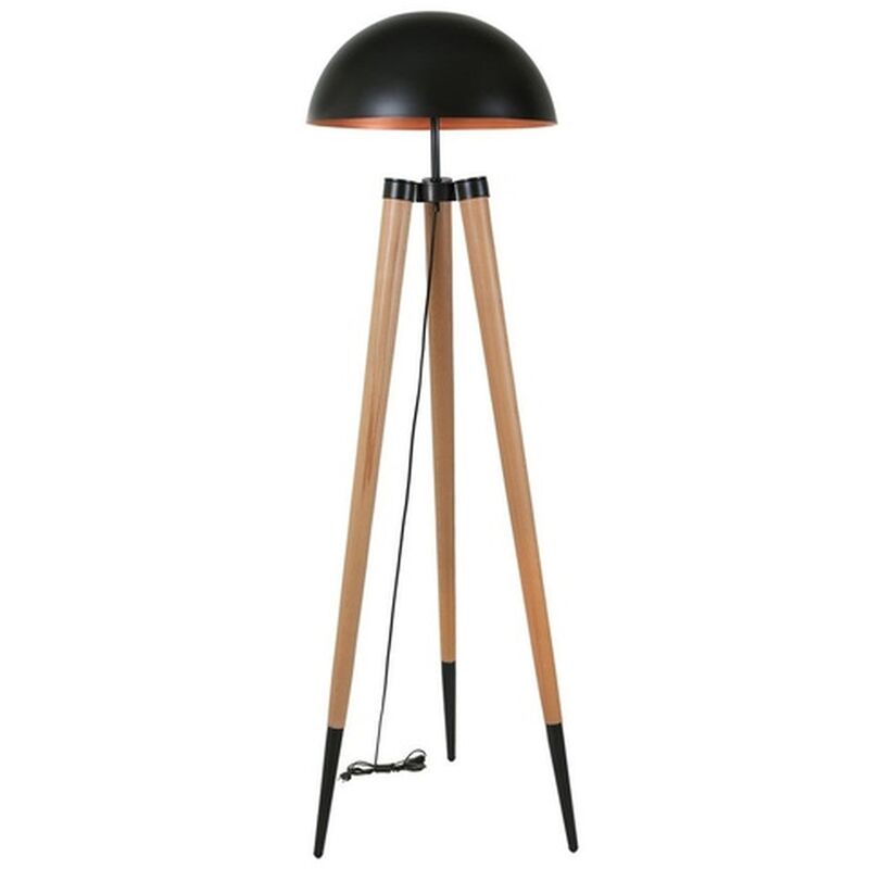 Image of Wellhome - Lampada del piede con corruppo di corno, quercia, Black, Tanganica Collection, 48x48x165 cm, Casquillo e 27 Max 60 w