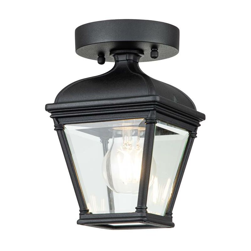 Image of Lampada del soffitto Bayview E27 40W IP44 Alluminio, Glass Clear Black b: 14,2 cm Ø14,2 cm Dimmabile