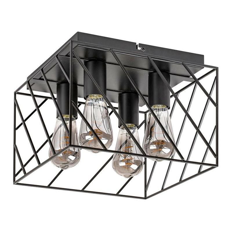Image of Rabalux - Lampada del soffitto Boroo Metal Matt Black Metal Matt Black E27 4 x Max, 25W l: 30 cm b: 30 cm h: 21,5 cm Dimmabile