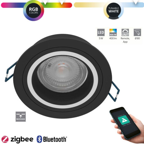 Lampada del soffitto Carosso-Z Alu LED nero 5W 2700-6500K H: 2,8 cm Ø9,3 cm Dimmabile con funzione Connect-Z