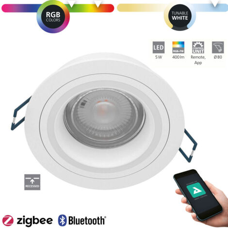 Lampada del soffitto Carosso-Z Alu Weiss LED 5W 2700-6500K H: 2,8 cm Ø9,3 cm Dimmabile con funzione Connect-Z