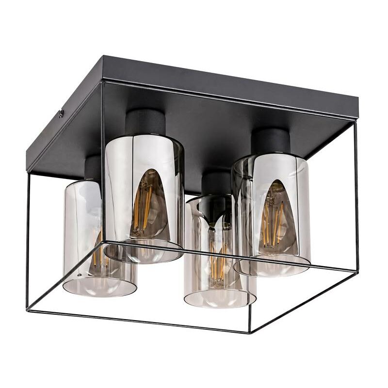 Image of Lampada del soffitto Chadwick Metal Black Glass Tinted E27 4 x Max, 25W L: 30 cm H: 20 cm Dimmabile