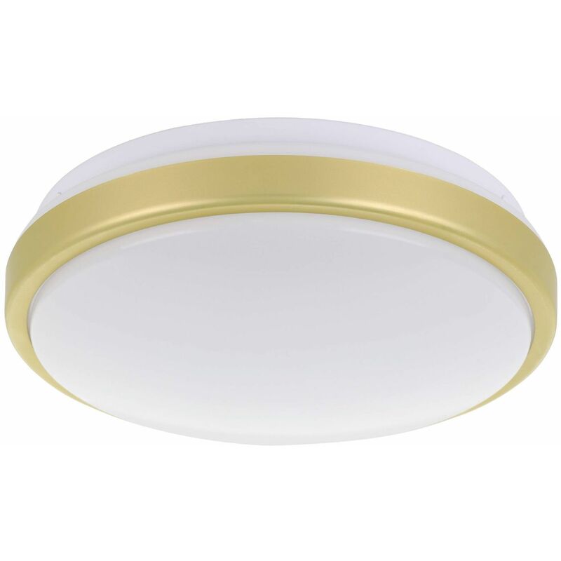 Image of Lampada del soffitto compete 1 in plastica bianca, a led in ottone 15,6W 3000K h: 9 cm Ø24,5 cm