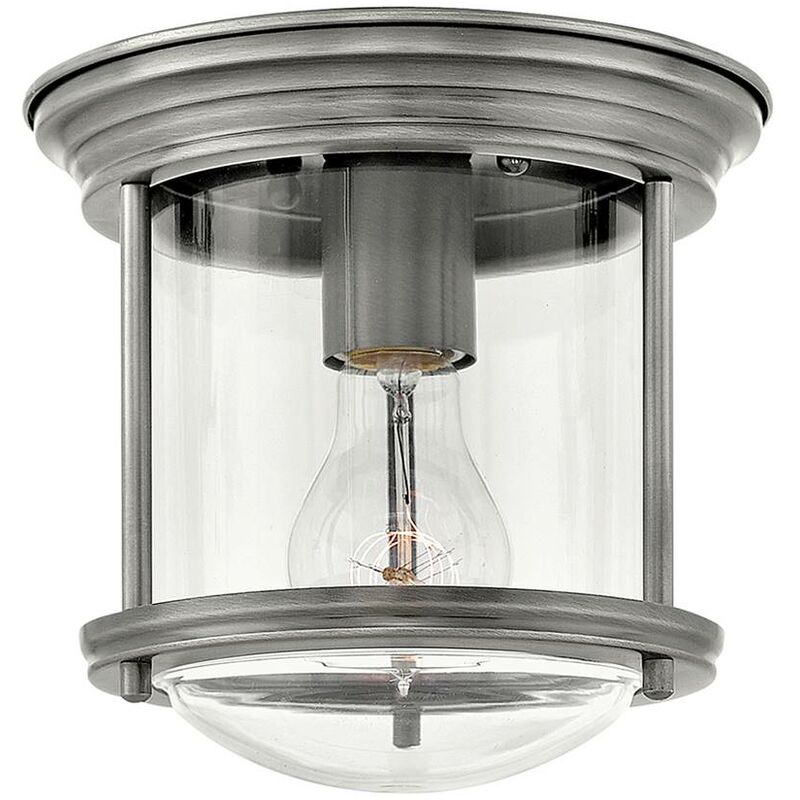 Image of Lampada del soffitto Quintatesse Adrian E27 40W IP44 Acciaio, Nickel Antique Glass Clear h: 18,5 cm Ø19,6 cm Dimmabile