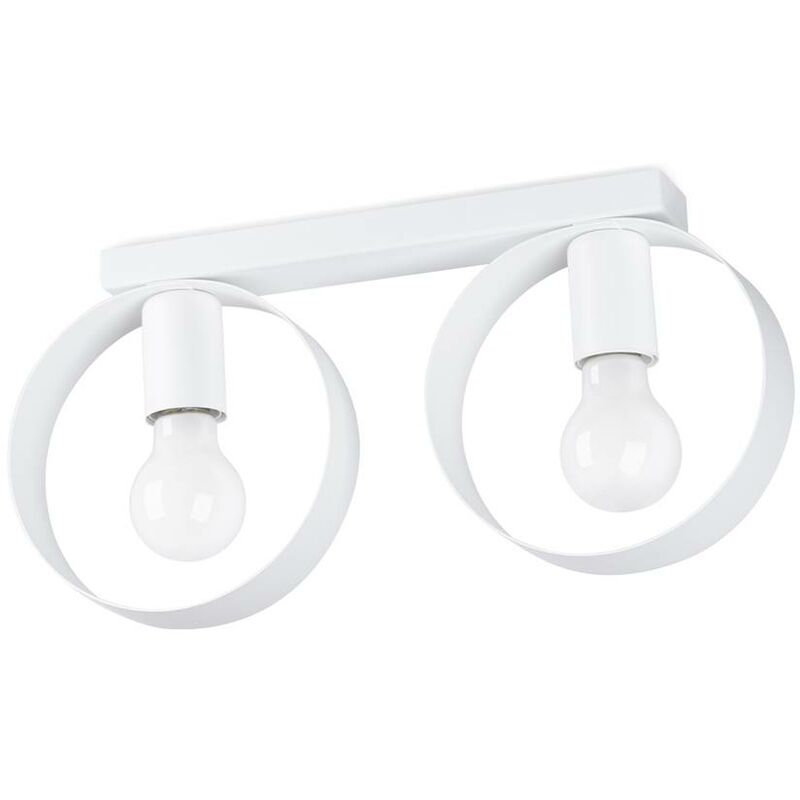 Image of Sollux - Lampada del soffitto titran 2xe27 60w acciaio bianco l: 40 cm b: 5 cm h: 20 cm Dimmabile