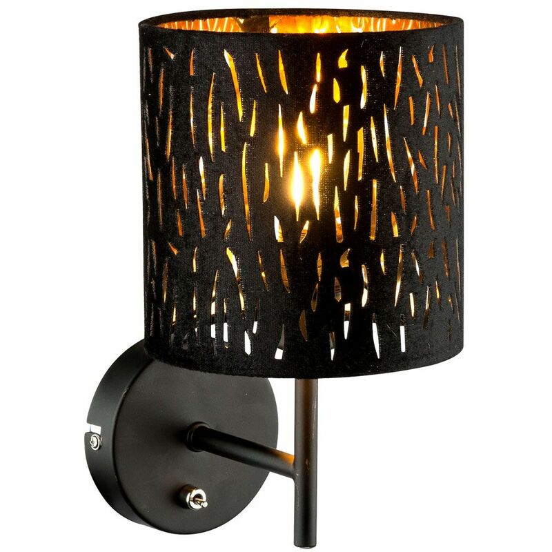 Image of Globo - Faretto da parete lampada design lampada paralume in velluto nero soggiorno camera da letto illuminazione 15264W