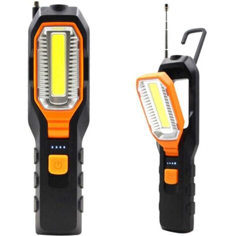 Lampada di ispezione, luce da lavoro a LED ricaricabile, luce da lavoro COB, torce a LED, con base magnetica e gancio di sospensione per officine automobilistiche, campeggio, emergenze