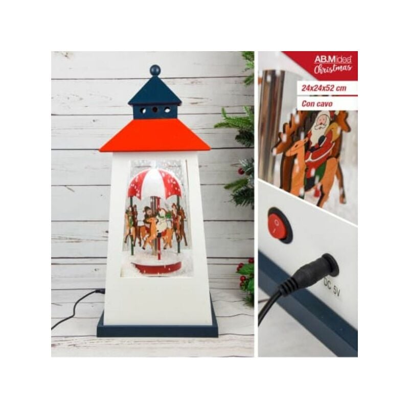 Lampada di Natale con Musica 100-240V 50-60HZ 24x24x52Cm. Rosso Bianco Nero ABM