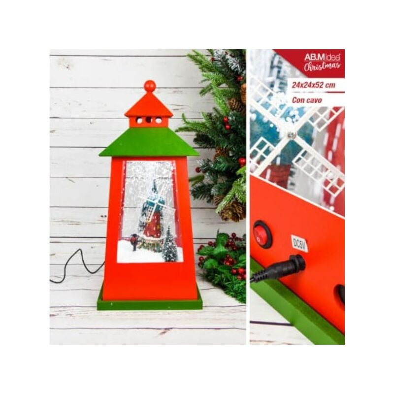 Lampada di Natale con Musica 100-240V 50-60HZ 24x24x52Cm. Rosso e Verde ABM