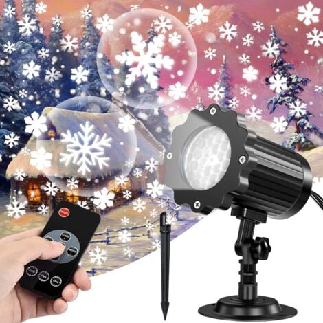JUSCH Lampada di proiezione a LED per esterni, luci di proiezione a forma di fiocco di neve per Natale, IP65, impermeabile, con telecomando, per interni, Natale, matrimoni, feste, giardino, bar