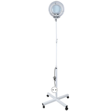 MINKUROW Lampada d'ingrandimento estetica a LED, lente d'ingrandimento a LED 5x con piedino 4 ruote/da tavolo Saloni di bellezza Unghie per tatuaggi Ospedali 15W-22W Bianco