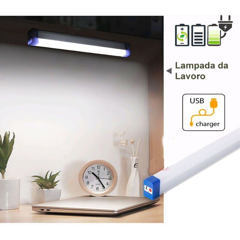 Image of Lampada emergenza led 32CM magnete ricaricabile usb torcia lavoro portatile