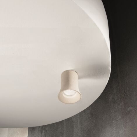 Lampada faretto da interno ROCK 8x10 cm in cemento Bianco e vetro soffiato
