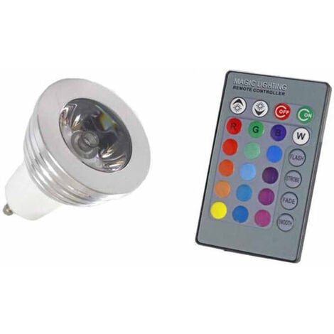 M1-GU10RGB - Gu10 Led - - Lampadina LED attacco GU10 3W RGB Cambia Colore  Telecomando incluso M1-GU10RGB