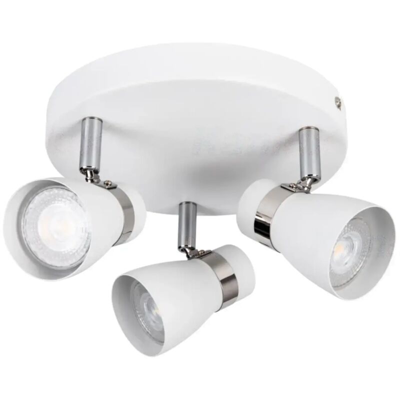 Lampada faretto parete soffitto enali bianco orientabile 3 luci tondo GU10