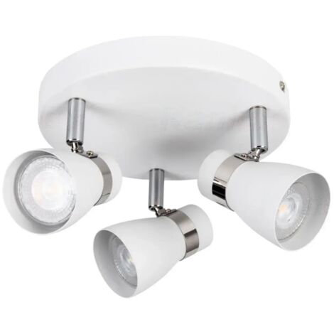 lampada faretto parete soffitto enali bianco orientabile 3 luci tondo GU10
