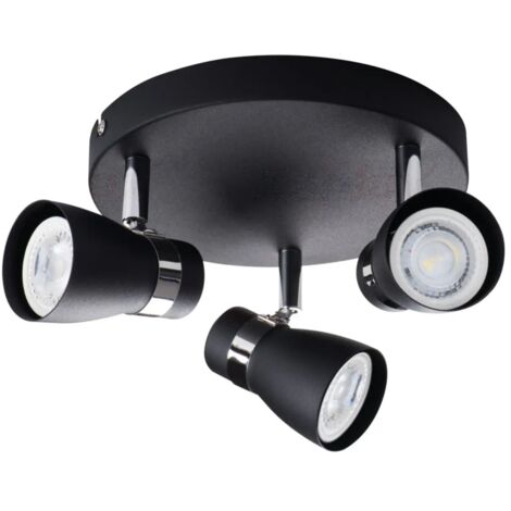 lampada faretto parete soffitto enali orientabile nero 3 luci tondo GU10